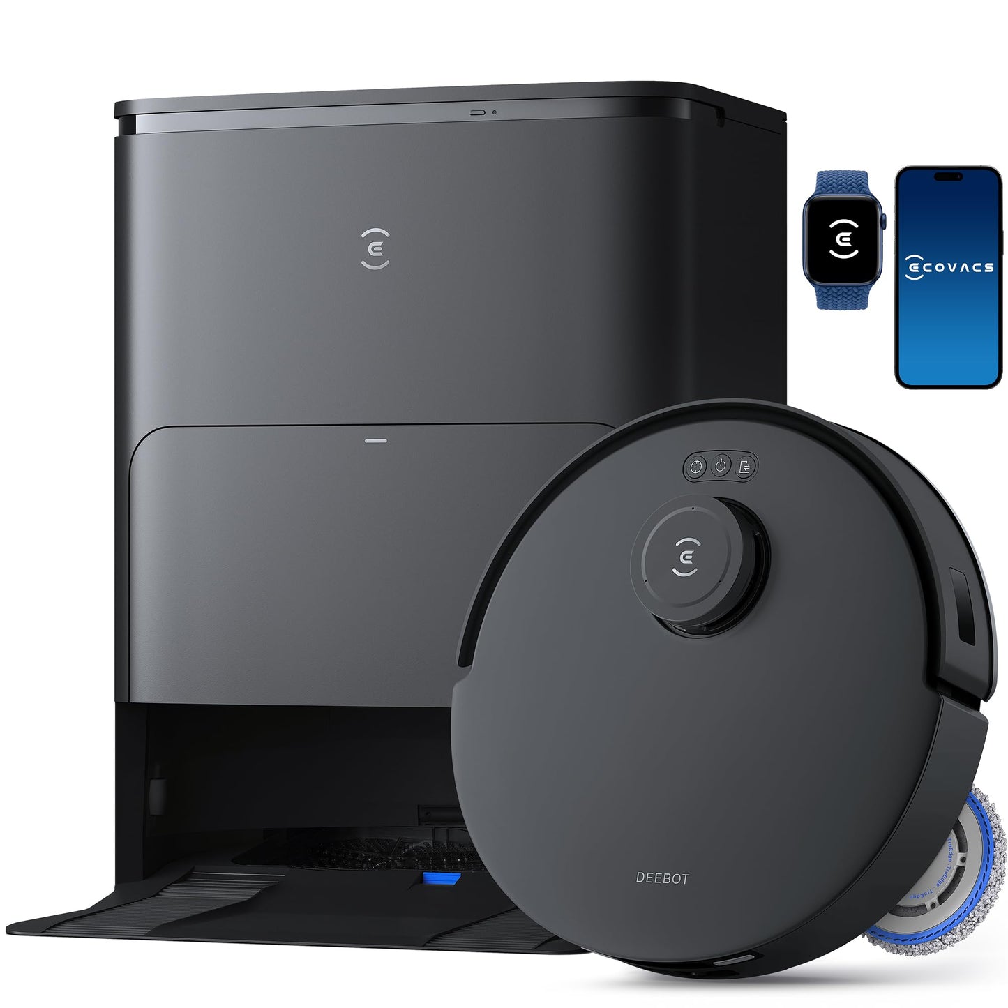 ECOVACS DEEBOT T30S PRO - 11,000 Pa, ZeroTangle, 70°C hot water wash, TruEdge cleaning, 6,400mAh battery, AI obstacle avoidance