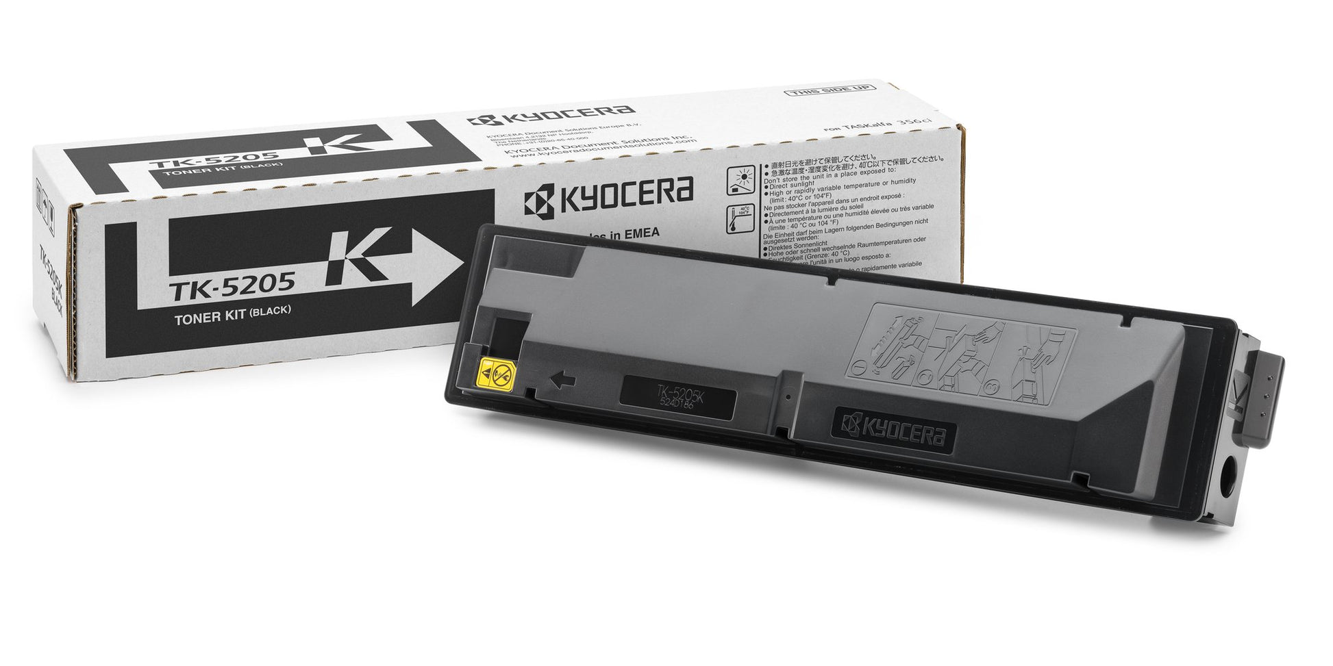Kyocera TK-5205K melns toneris - oriģinālā kasetne, saderīgs ar TASKalfa 356ci, līdz 18000 lapām.
