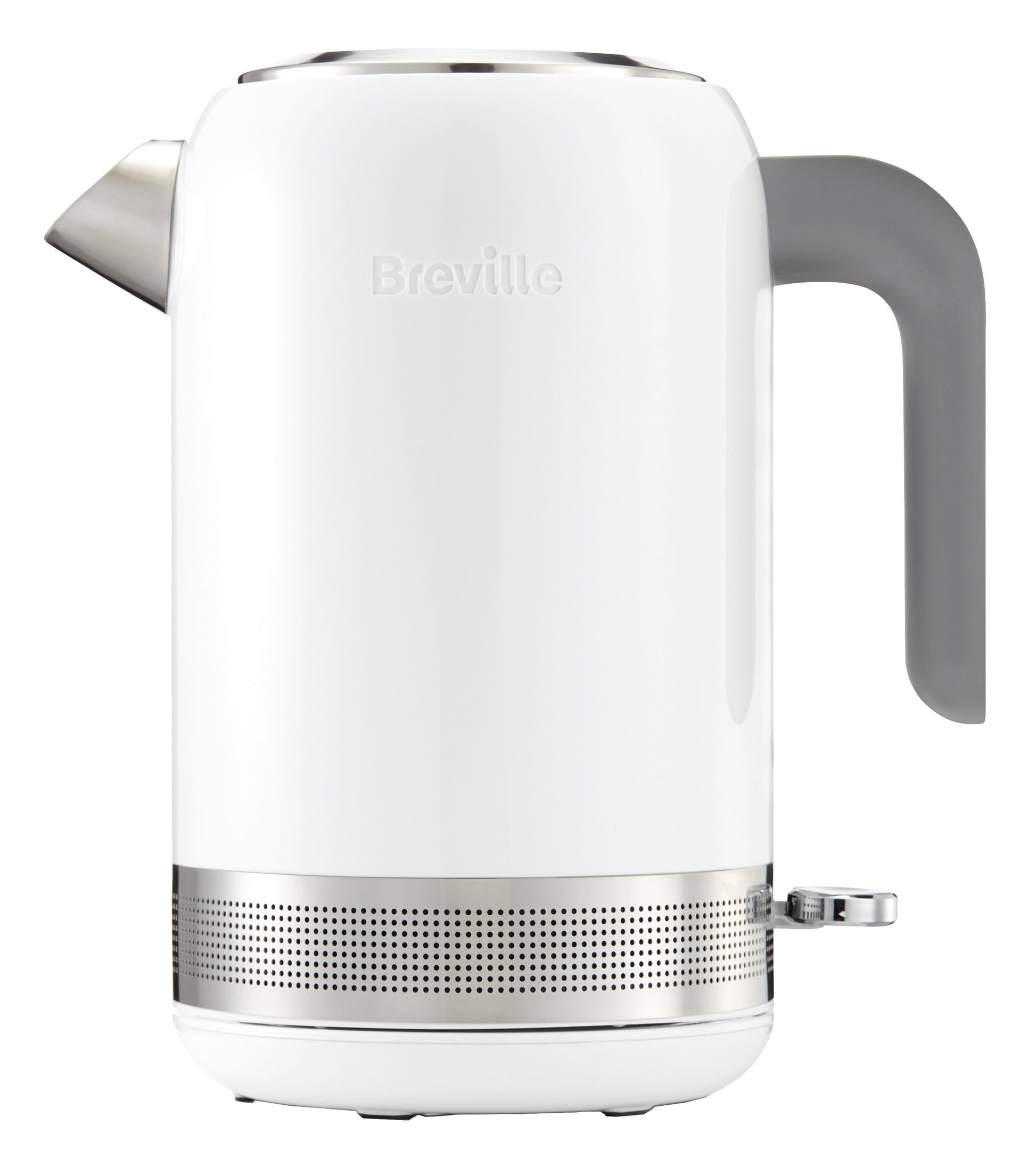 Breville elektriskā tējkanna - 3000 W ātrai uzsildīšanai, 1,7 litru tilpums, balta ar metāla akcentiem, „High Gloss“ kolekcija