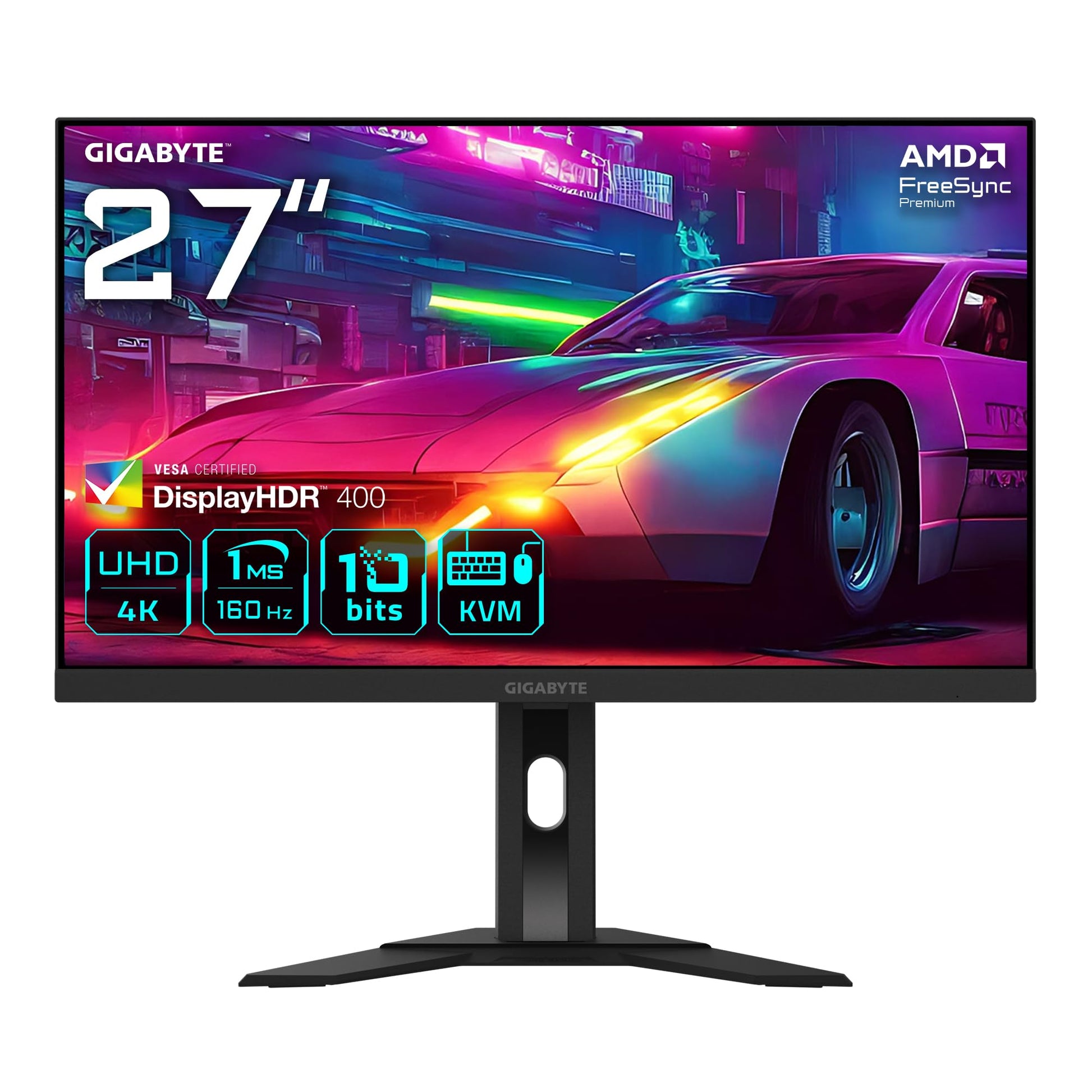 Gigabyte M27UA 27" UHD gaming monitor - 3840x2160, 160Hz, 1ms, FreeSync Premium, HDR Ready, HDMI 2.1, DisplayPort 1.4