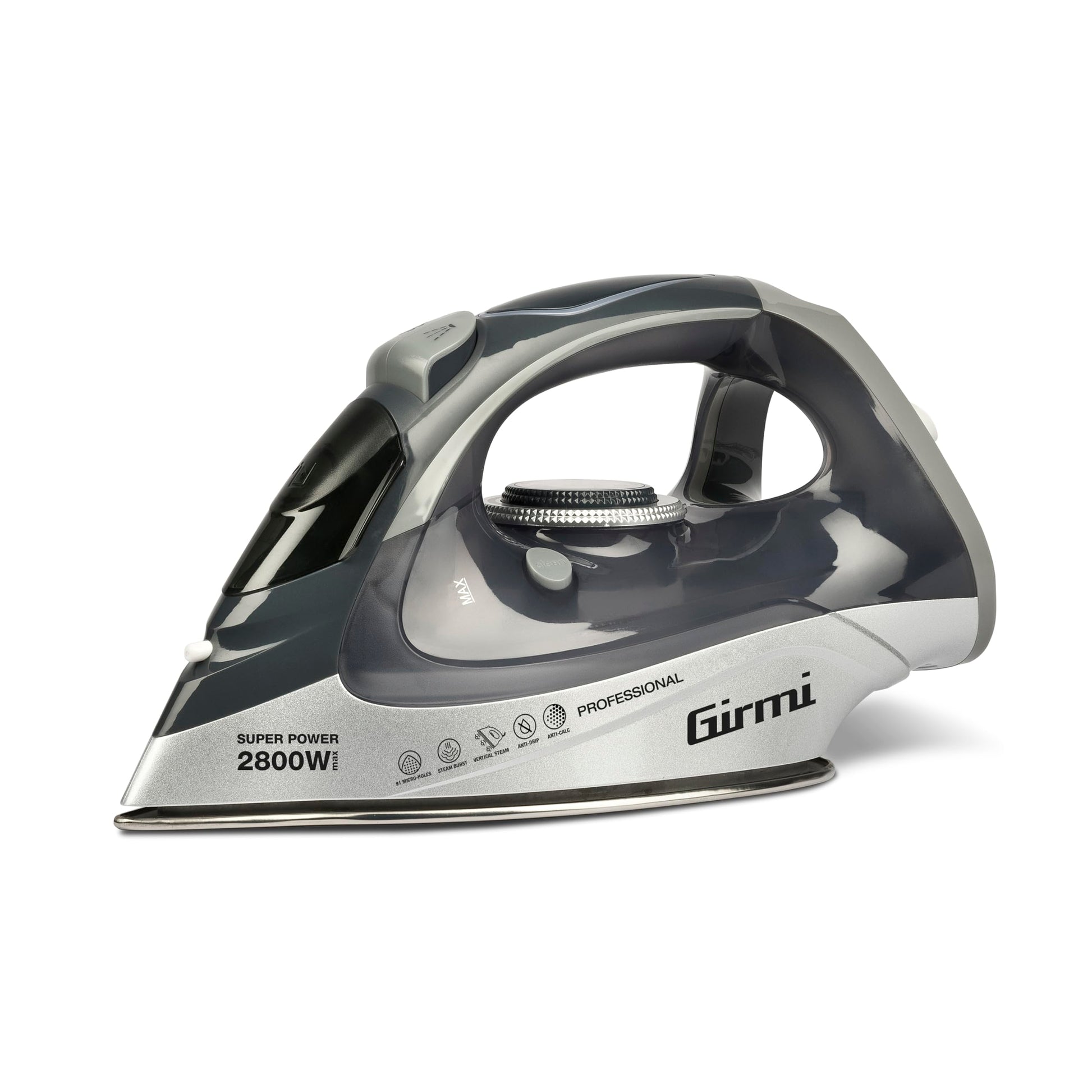 Girmi ST63 tvaika gludeklis - 2800W, temperatūras regulēšana, tvaika trieciens 150 g/min, pretkaļķu funkcija, 91 mikrocaurums.