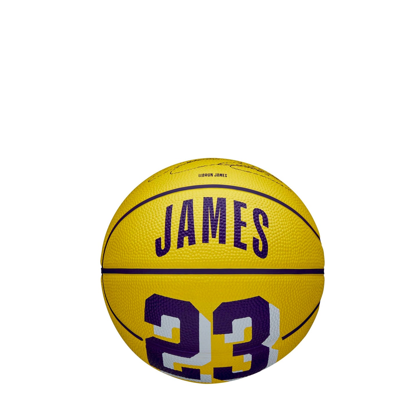 Basketbola bumba Wilson NBA Player Icon Mini, LeBron James, Losandželosas Lakers, iekštelpām un āra spēlei, izmērs 3, dzeltena/violeta