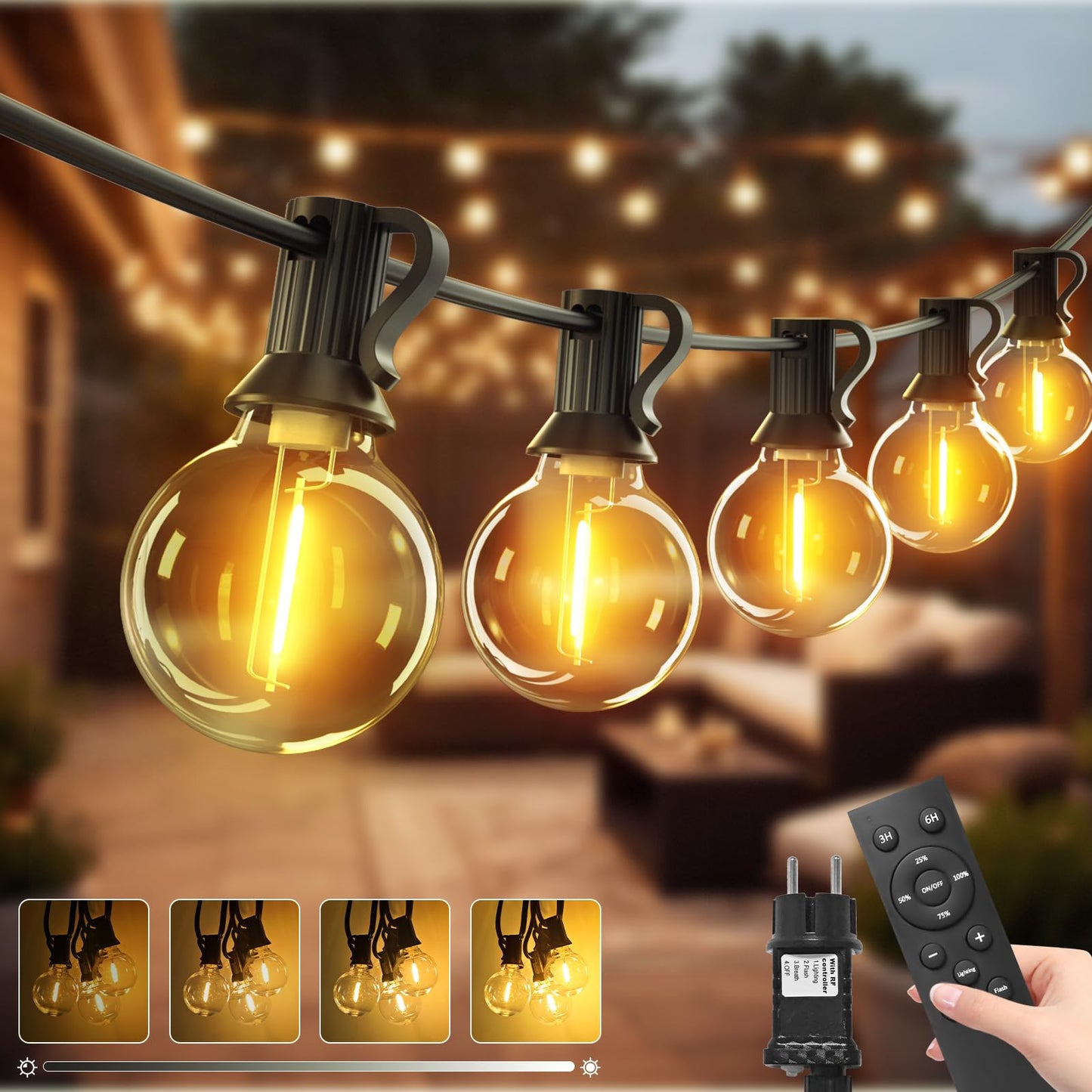Āra LED gaismas virtene 10M ar tālvadības pulti btfarm, elektrotīkla dekoratīvais apgaismojums