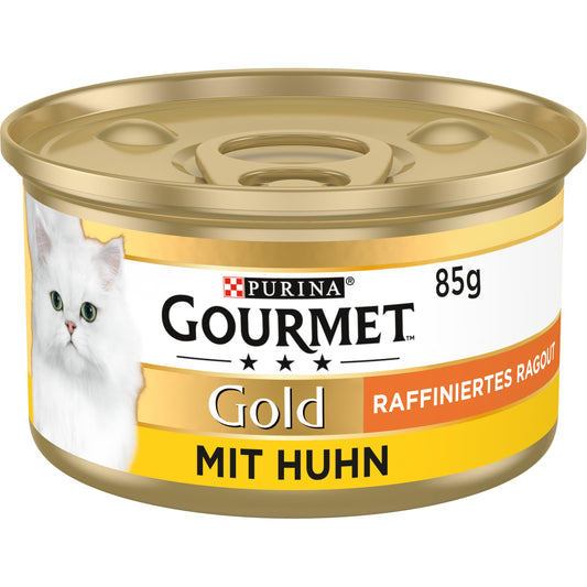 Kaķu mitrā barība GOURMET Gold Raffiniertes Ragout ar vistu, 12 x 85g