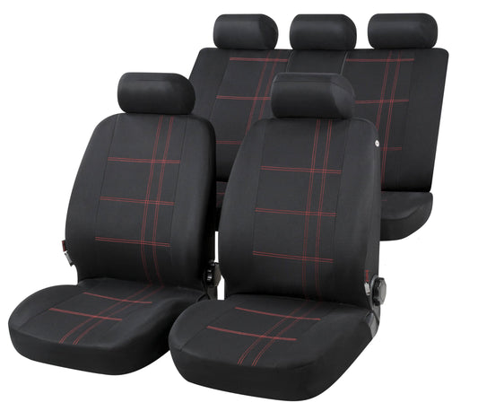 Auto sēdekļu pārvalki Walser Nashville, universāls pilns komplekts, vieglajām automašīnām, 2 priekšējo sēdekļu pārvalki, 1 aizmugurējā sola pārvalks, melns