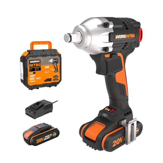 WORX WX272 Nitro bezsuku akumulatora trieciena skrūvgriezis 20V - 300Nm, 3 ātrumu, LED gaisma, akumulators un koferis