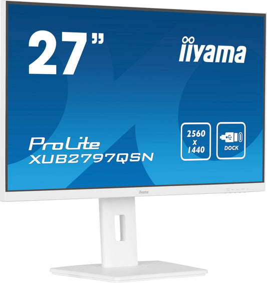iiyama Prolite XUB2797QSN-W2 - 27" WQHD IPS monitor, 100Hz, HDMI, USB-C, height adjustable, AdaptiveSync, white