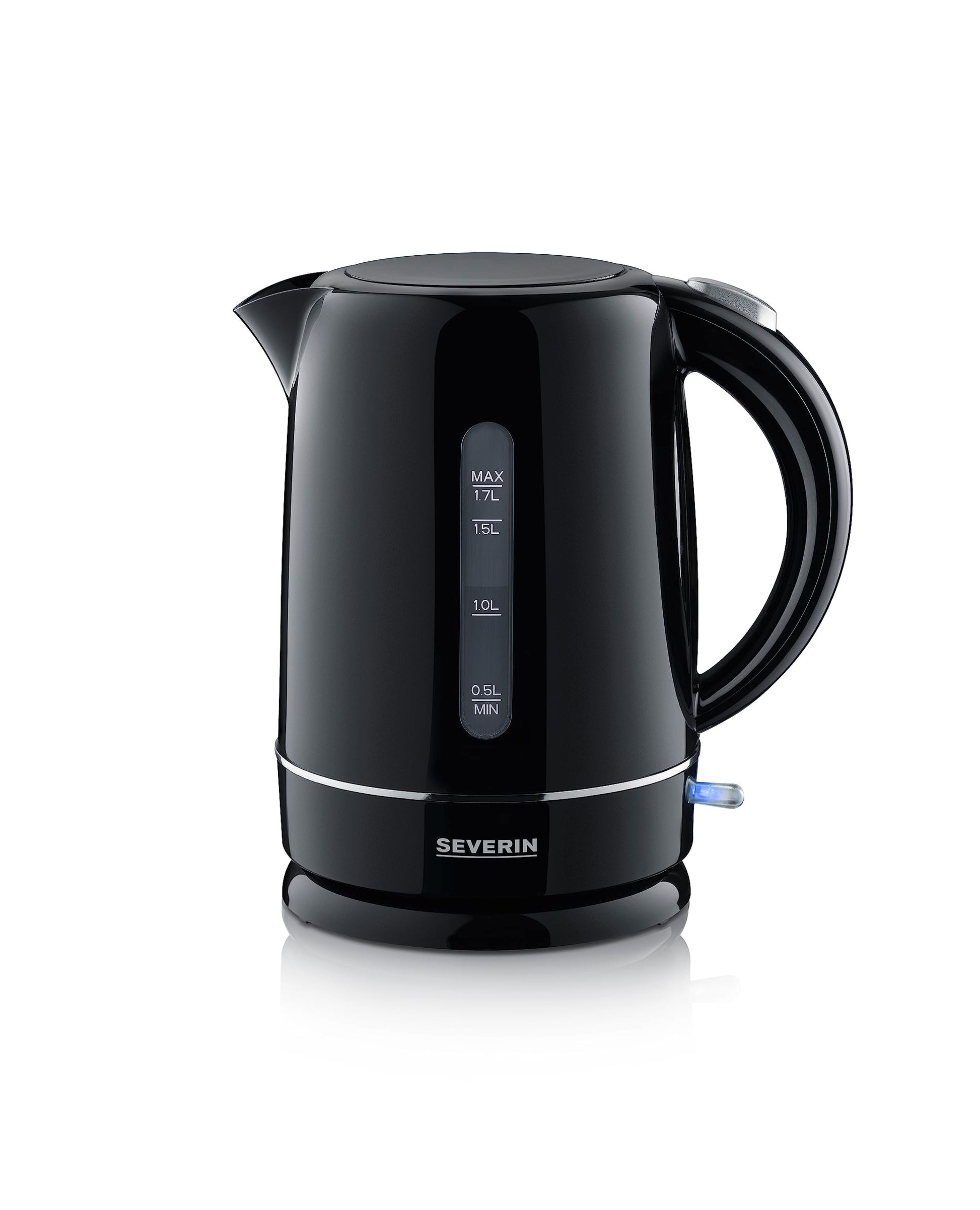 SEVERIN ūdens vārītājs - 1,7 L, kompakts, jaudīgs, kaļķu filtrs, plastmasa, melns, 2.200 W, WK 4322
