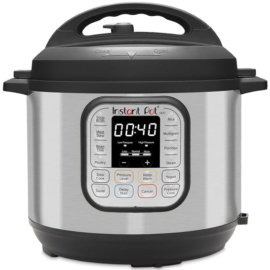 Instant Pot Duo 80 elektriskais multicooker 1200 W, 7,6L, nerūsējošā tērauda, - spiedpanna, lēnās gatavošanas katls, rīsu vārītājs, sautēšanas panna, jogurta gatavotājs, tvaika vārītājs un sterilizators, sudraba krāsā