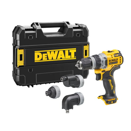 Dewalt 12V DCD703NT - Brushless motor, 4 interchangeable tool holders, metal gearbox, includes belt clip and TSTAK case.