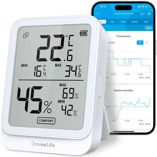 GoveeLife Bluetooth digitālais termometrs-higrometrs iekštelpām, 1 gab.