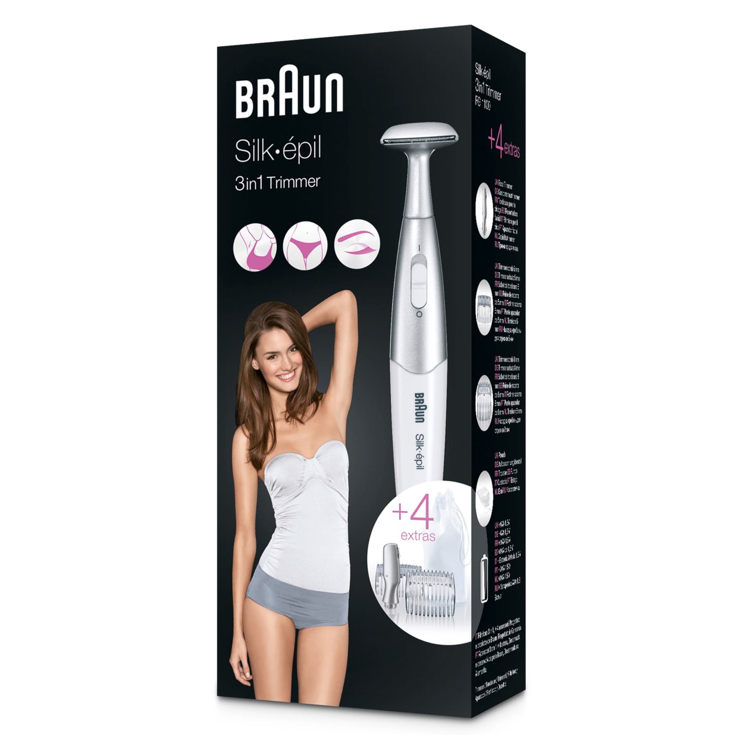 Braun Silk-épil Bikinitrimmer FG1100 Balts – Precīzs 3-in-1 stilizēšana un griešana bikini zonā ar 4 papildus piederumiem
