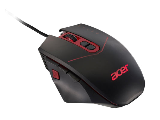 Acer Nitro spēļu pele - 4200 DPI, pielāgojama, astoņas pogas, Burst Fire, LED apgaismojums, izvēles svari (4x5g), sarkana/melna