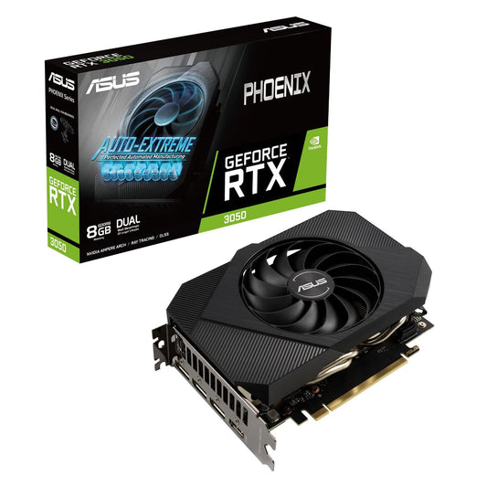 ASUS Phoenix NVIDIA GeForce RTX 3050 - 8GB GDDR6, PCIe 4.0, HDMI 2.1, Axial-Tech fans, protective backplate.