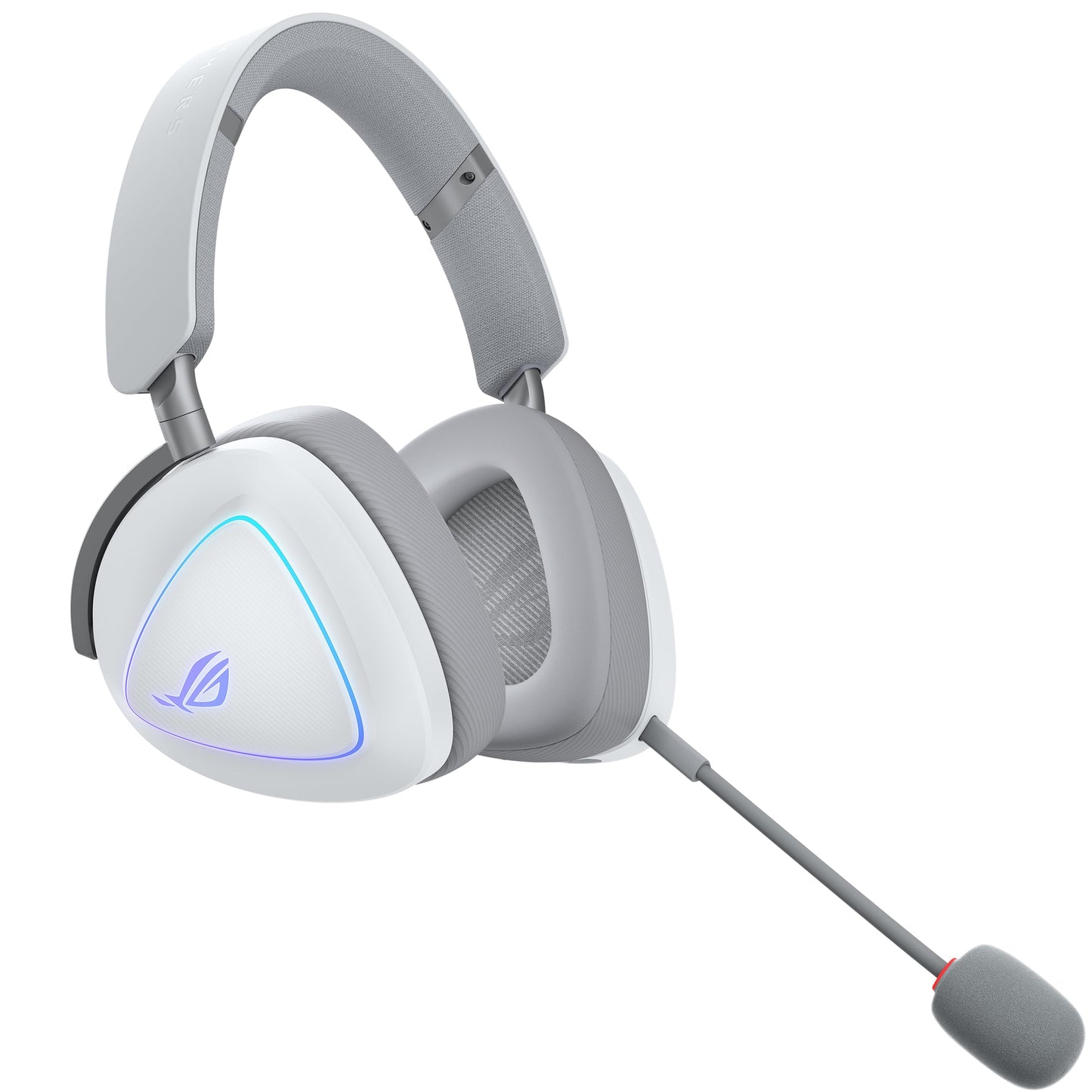 Bezvadu spēļu austiņas ASUS ROG Delta II White ar RGB, Bluetooth, 2,4 GHz