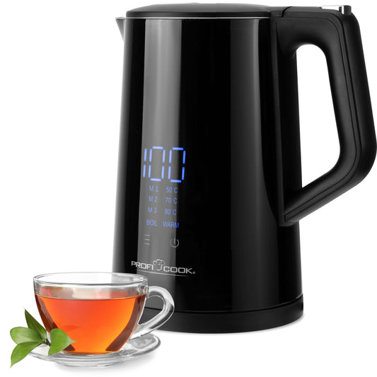 ProfiCook ūdens vārītājs - 1,7L, temperatūras izvēle 50°-100°C, displejs, BPA nesaturošs, uzturēšanas funkcija, PC WKS 1243