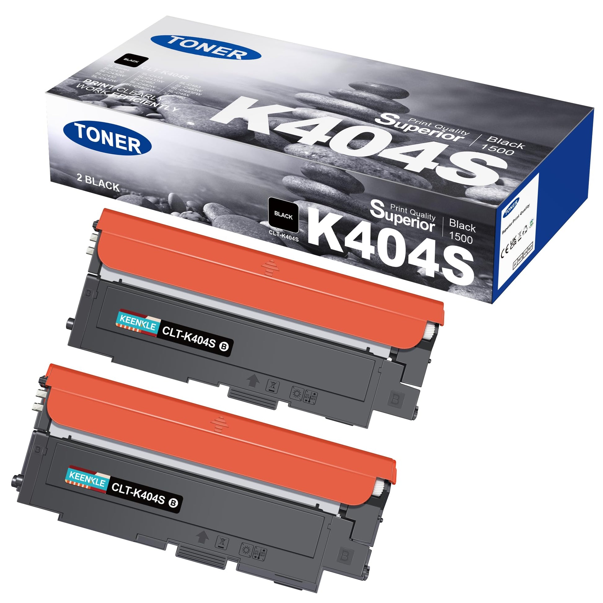 CLT-P404C K404S toner - Compatible with Samsung C480W, includes 2 black cartridges, high-quality printing.