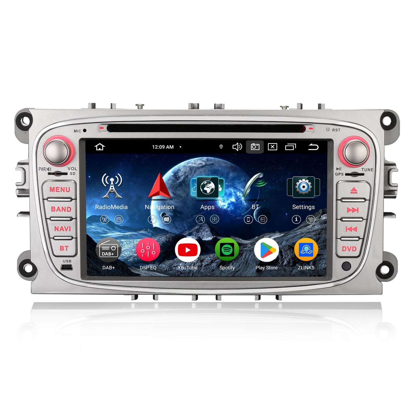 7 collu Android 16 auto radio ar CD atskaņotāju Ford Focus, Galaxy, C-Max, S-Max un Mondeo, Bluetooth, bezvadu CarPlay, Android Auto, GPS navigācija, WiFi, 4G, DSP, DAB+, USB