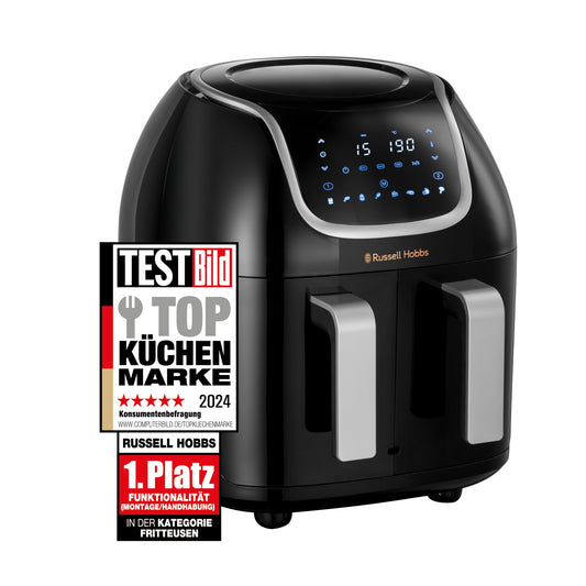 Russell Hobbs karstā gaisa fritēšanas ierīce - 8,5l tilpums, 8 programmas, skārienekrāns, trauku mazgājamai mašīnai piemērota.