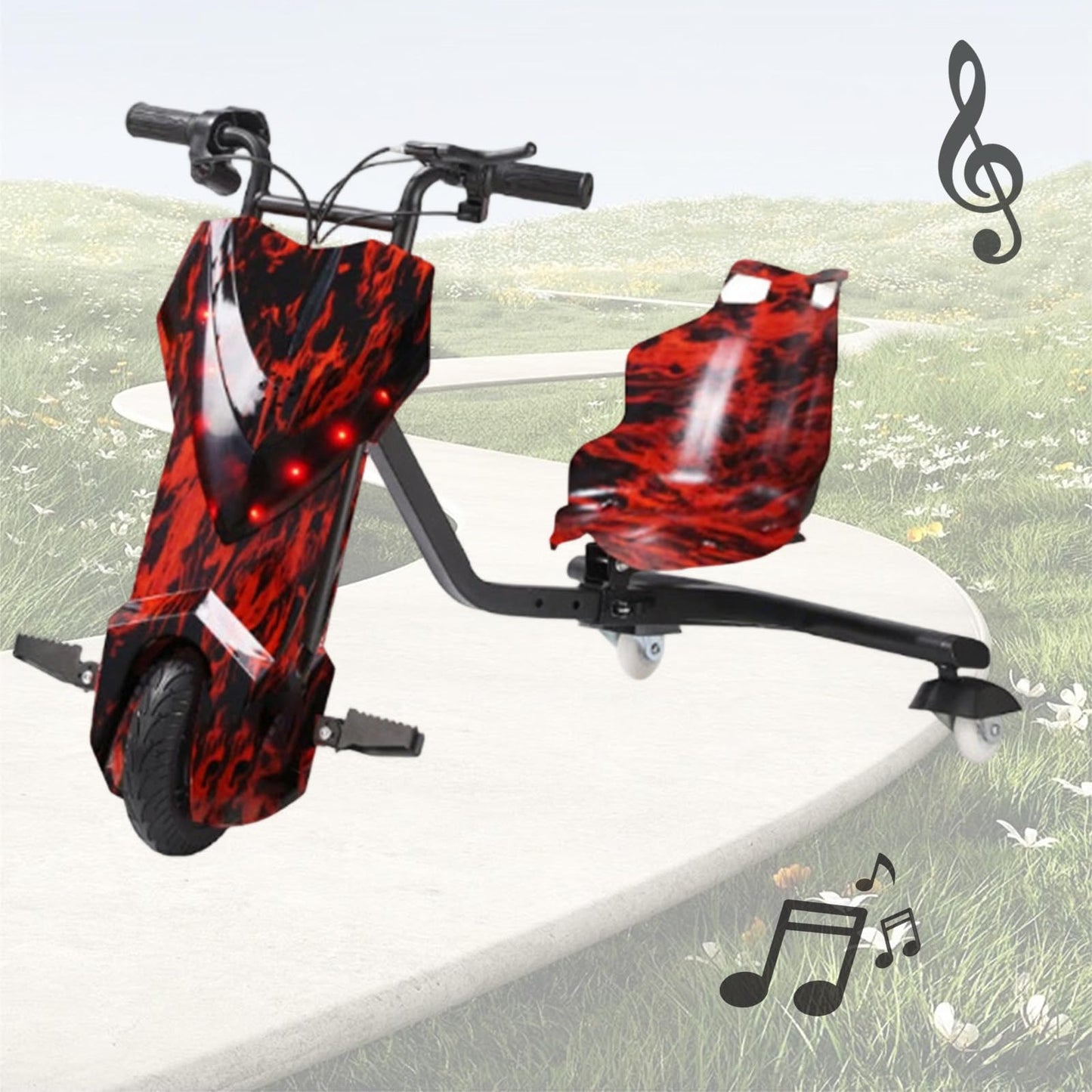 GwlThixion bērnu drift skrejritenis ar pedāļiem, Drift Trike bērnu drift skrejritenis, triecienu absorbējoša tehnoloģija un neslīdoši pedāļi, no 6 gadiem 8in-A