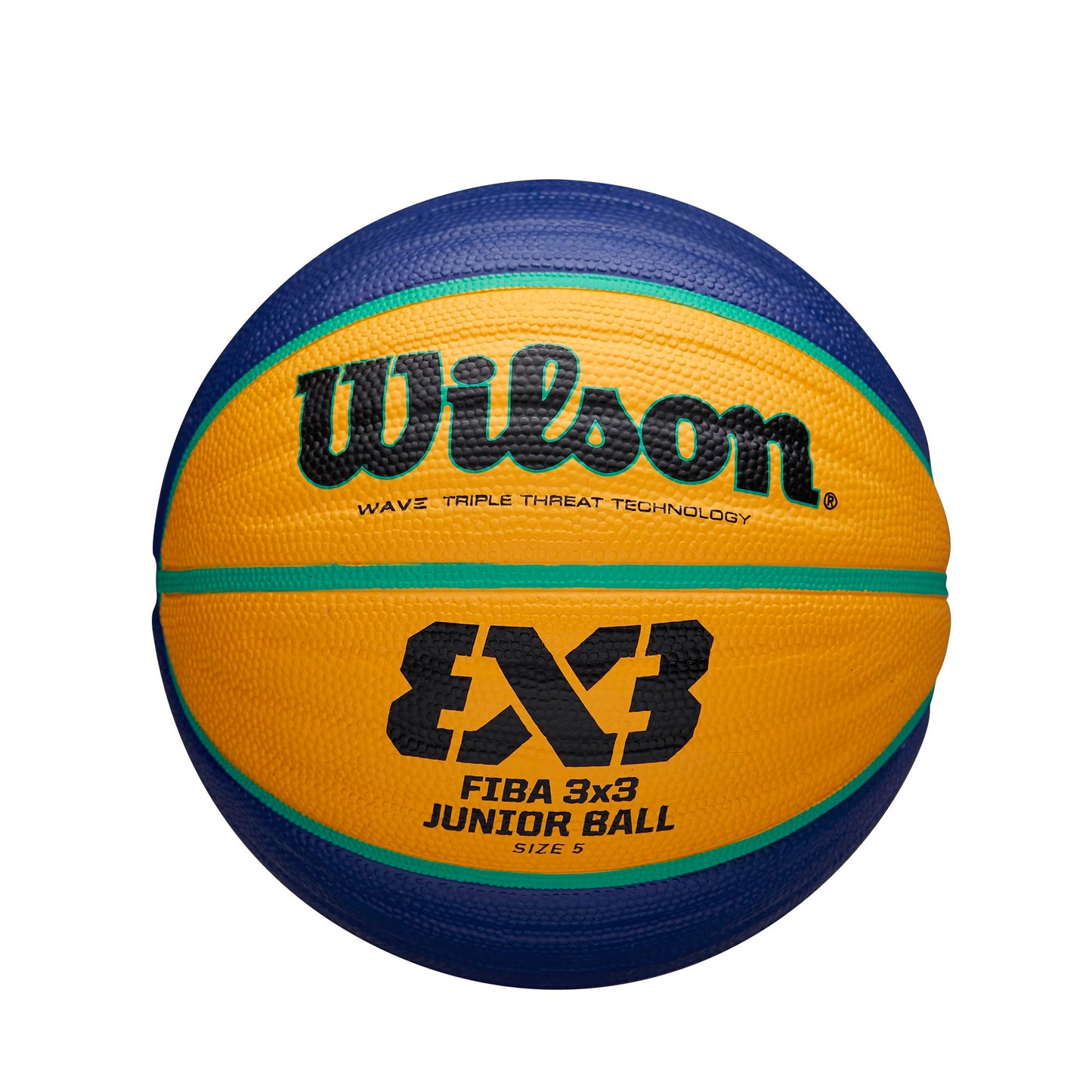 Wilson basketbola bumba FIBA 3X3 Replica JUNIOR, 5. izmērs, gumijas, telpām un āra laukumiem, dzeltena/zila, WTB1133XB
