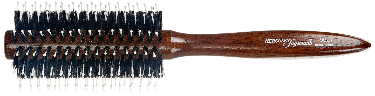 HERCULES SÄGEMANN - Apaļā birste, 12-rindās | Koka apaļā birste ar mežacūku saru un poliamīda stabiem ar maziem lodveida galiem apjomam un spīdumam | Diametrs: 20/54mm; Koka krāsa: Tumša