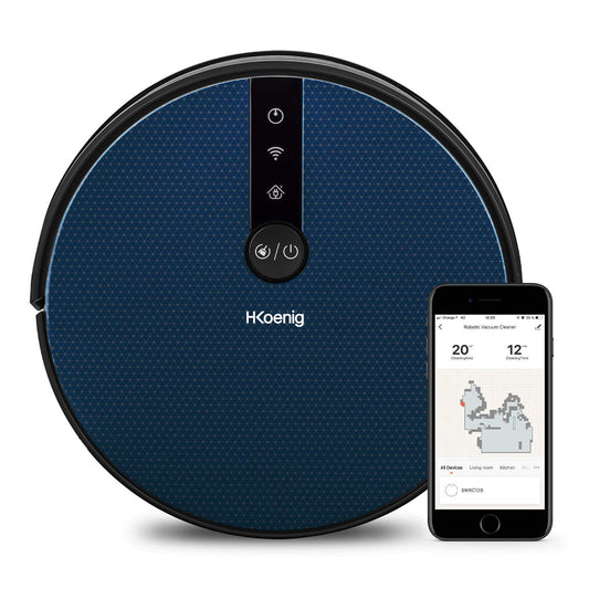 H.Koenig WaterMop Gyro+ - WiFi robot vacuum, 100 min runtime, obstacle detection, 4 modes, 56 dB noise level, HEPA filter
