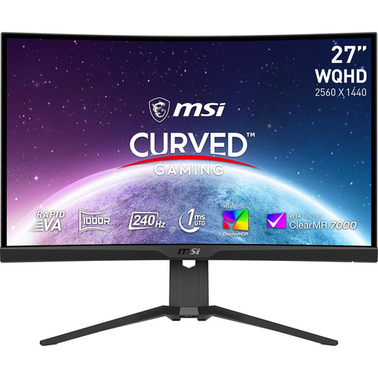 MSI MAG 275CQRXF - 27" curved gaming monitor, 165Hz refresh rate, 1440p resolution, adaptive sync technology.