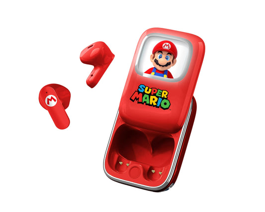 OTL Technologies bezvadu austiņas Super Mario - bīdāma uzlādes kārba, LED gaisma, ergonomisks dizains.