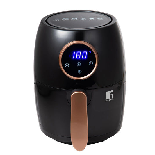 BERGNER Copperly – Karstā gaisa fritieris, 1000 W, 2L, regulējams termostats 80-200 °C, taimeris ar trauksmi, noņemams katls.