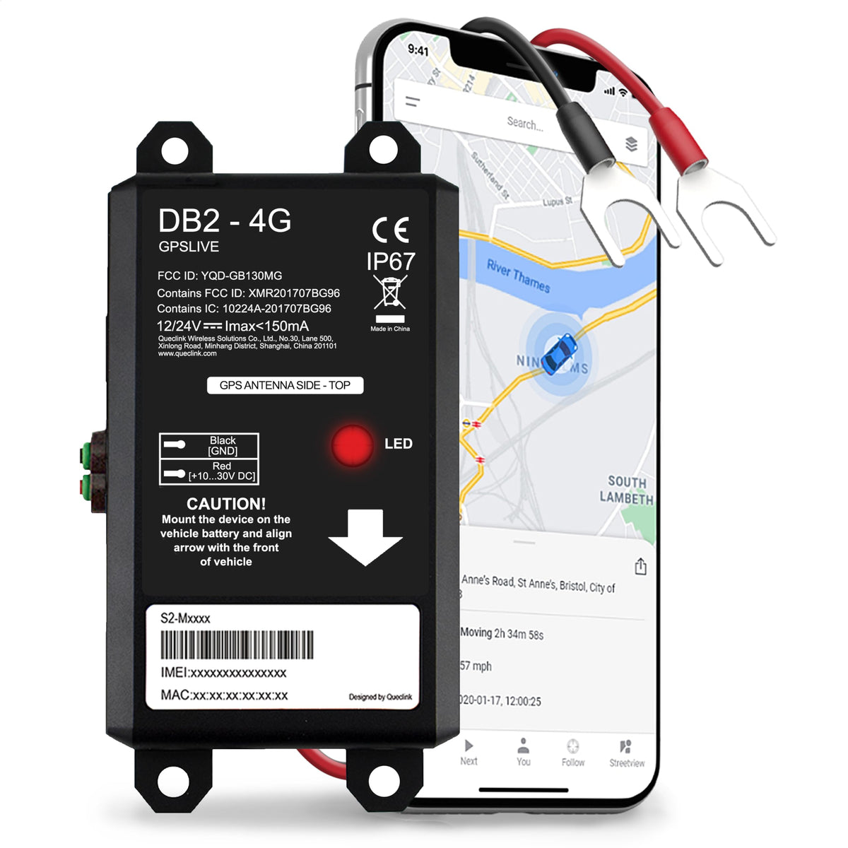 GPS izsekotājs automašīnai un motociklam GPSLive DB2-4G, kemperiem un transportlīdzekļiem, ražots ES