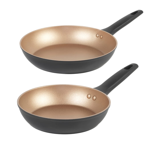 Russell Hobbs COMBO-7950 - 2-piece non-stick induction frying pan set, aluminum, PFOA-free, gold, 20/28 cm, Opulence collection.