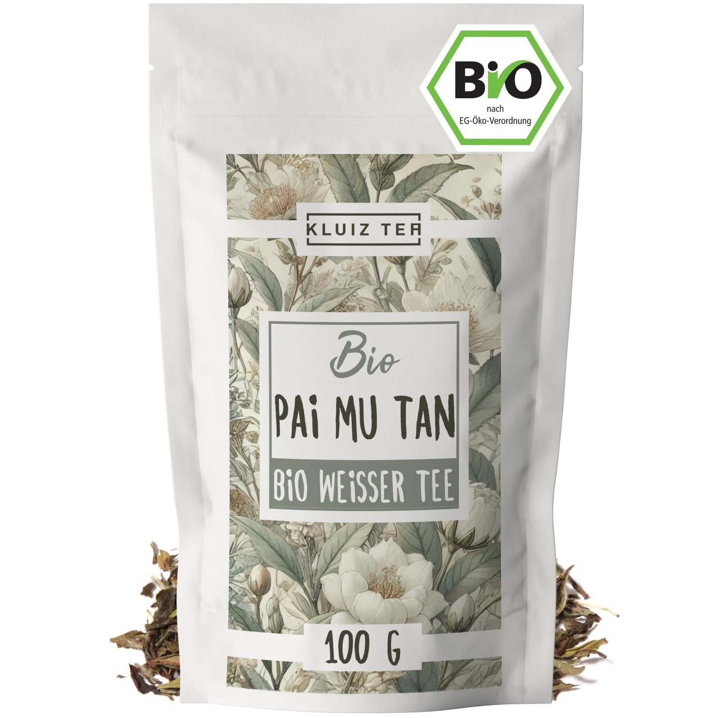 Bioloģiskā baltā tēja Pai Mu Tan, 100 grami – berama organiskā baltā tēja KLUIZ TEA