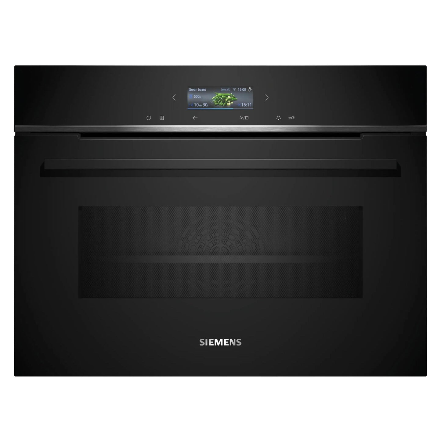 Iebūvējamā kompaktā cepeškrāsns Siemens iQ700 CM724G1B1 60 x 45 cm, melna, nerūsējošais tērauds