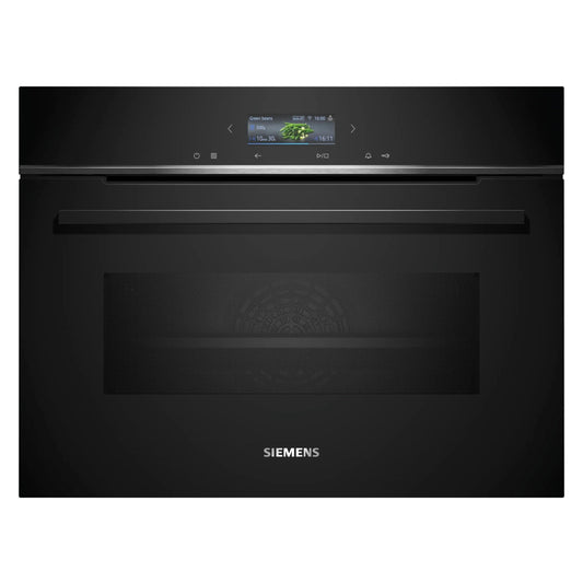 Iebūvējamā kompaktā cepeškrāsns Siemens iQ700 CM724G1B1 60 x 45 cm, melna, nerūsējošais tērauds