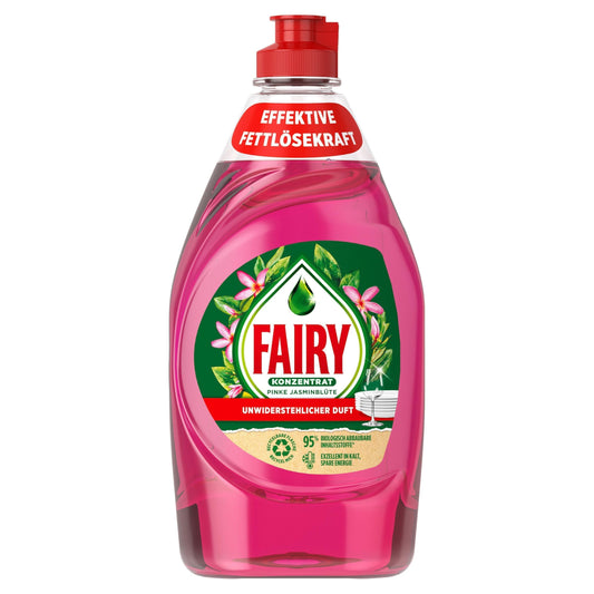 Trauku mazgāšanas līdzeklis Fairy Ultra Concentrate Pink Jasmine, 450ML, efektīva formula perfektam tīrībai un spēcīgai tauku noņemšanai