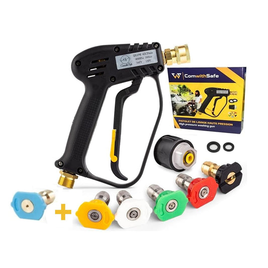 Augstspiediena mazgātāja pistole 4000 PSI ar 6 sprauslām un ātro savienojumu, auto mazgāšanas pistole, M22(14mm) savienojums, savietojams ar Karcher K1-K7 adapteri, 2 ūdens filtri un rokasgrāmata iekļauta