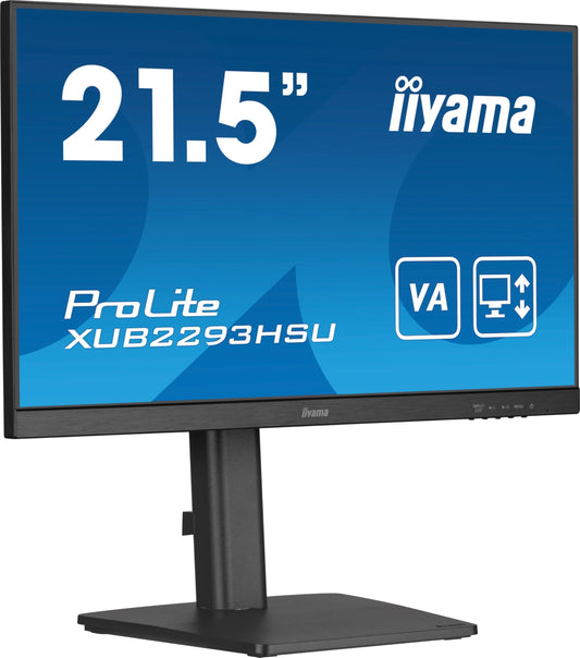 iiyama Prolite XUB2293HSU-B7 - 21.5" Full HD IPS Monitor, 100Hz, HDMI, DP, USB 2.0, Slim, Height Adjustable, Pivot, Adaptive Sync, Black