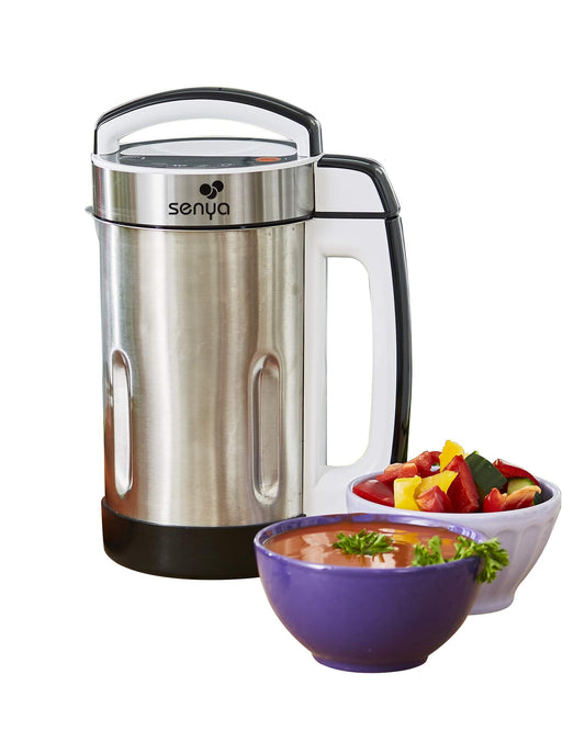 Senya sildāmais blenderis - nerūsējošā tērauda, 1,6L tilpums, 1150W jauda, ideāls zupām un siltām maltītēm.