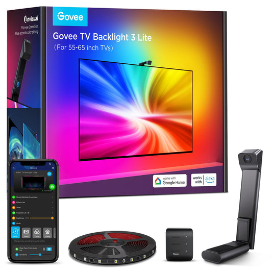 Govee TV fona apgaismojums 3 Lite ar zivs acs korekciju, 55-65 Zoll TV