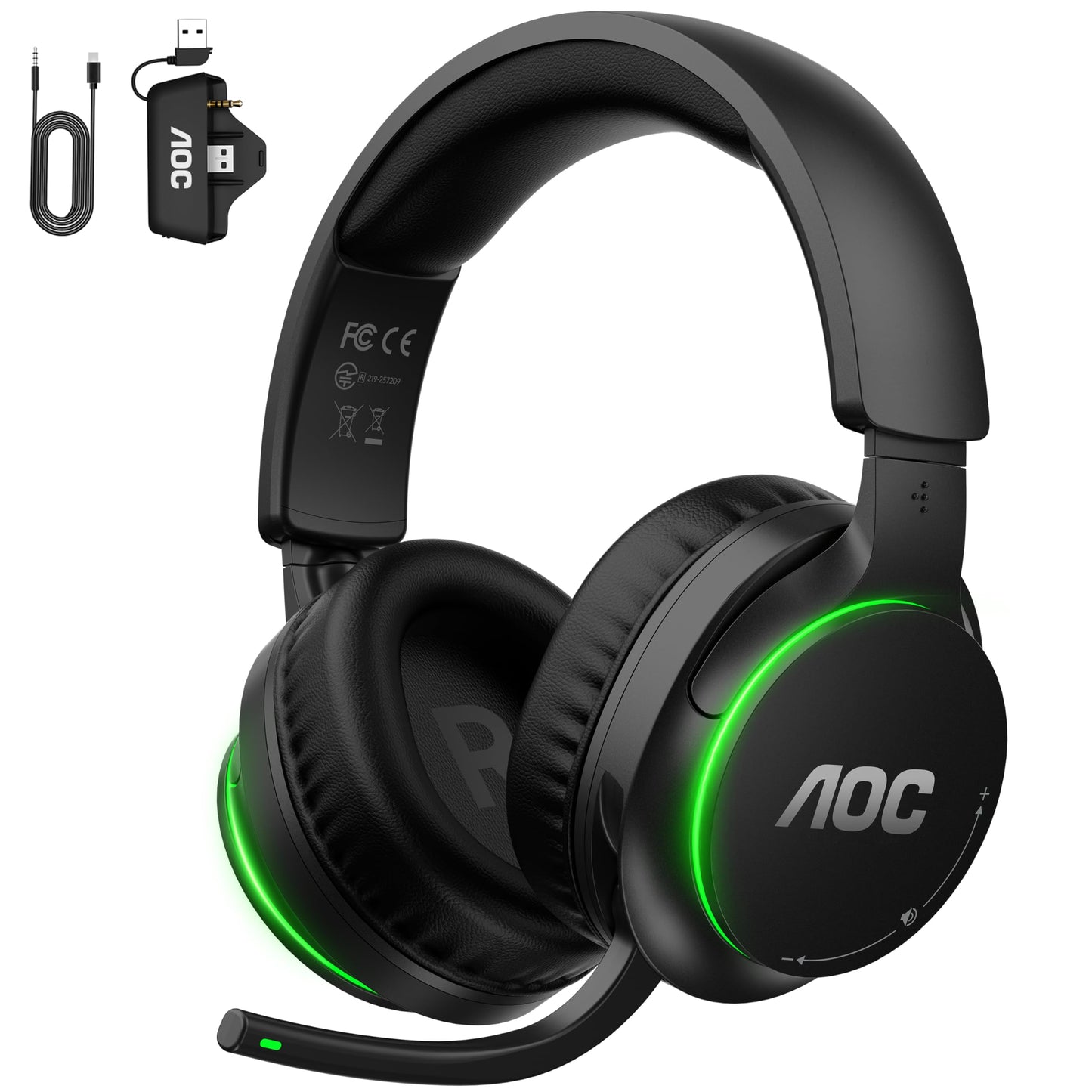 Bezvadu gaminga austiņas AOC Xbox Series X|S, Xbox One, PS5, Switch, PC, Wireless Connect, Bluetooth 5.4, 2,4 GHz raidītājs