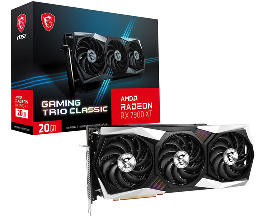 MSI Gaming Radeon RX 7900 XT - 20GB, 320-bit, HDMI/DP, Torx ventilators, AMD RDNA 3 graphics card.