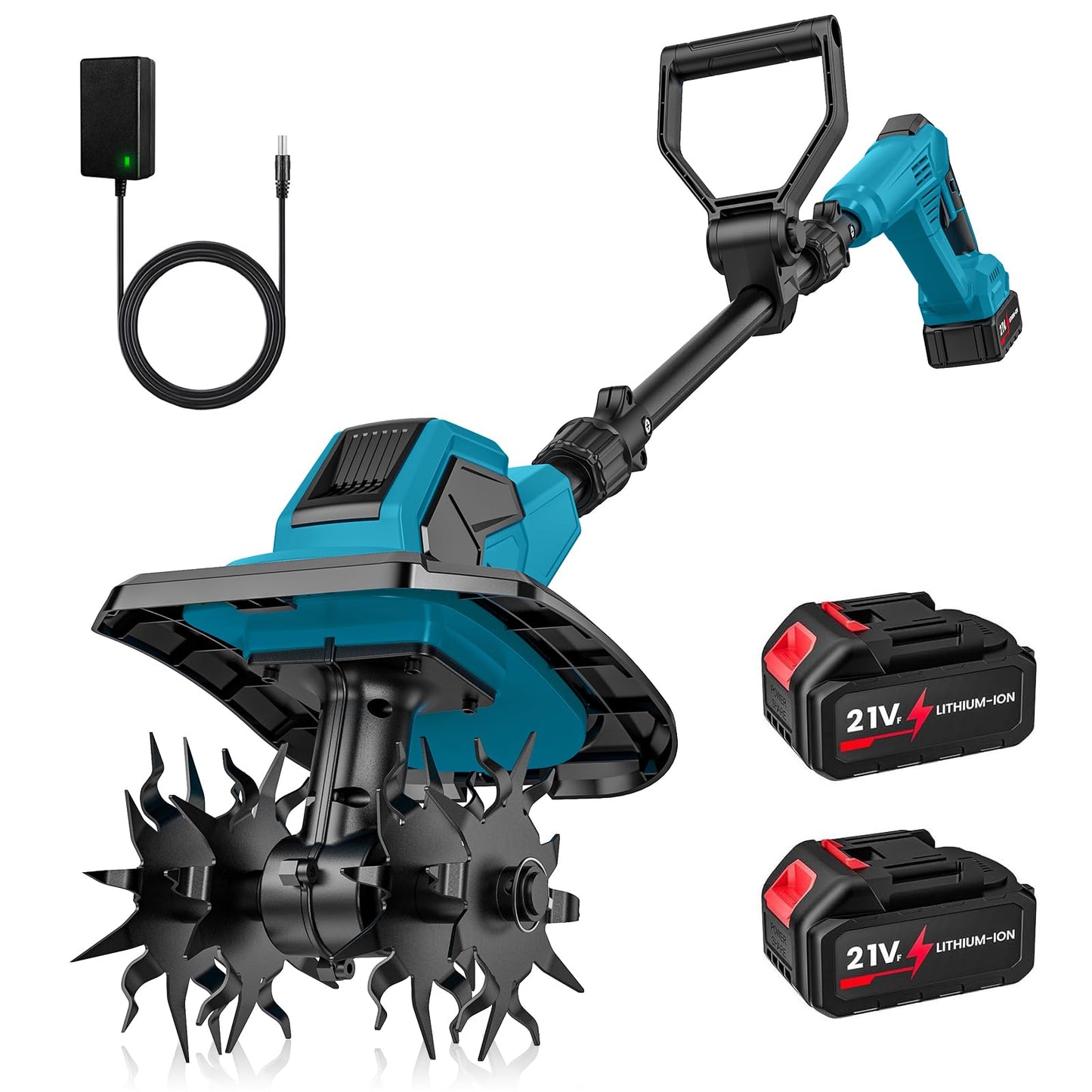 Akumulatora augsnes frēze Makita 18V akumulatoram, bezvadu dārza kultivators, 550 W, ar 2 x 4,0 Ah akumulatoriem, darba platums 17 cm, darba dziļums 24 cm, 360 apgr./min, elektriskā zemes frēze dārzam un pagalmam