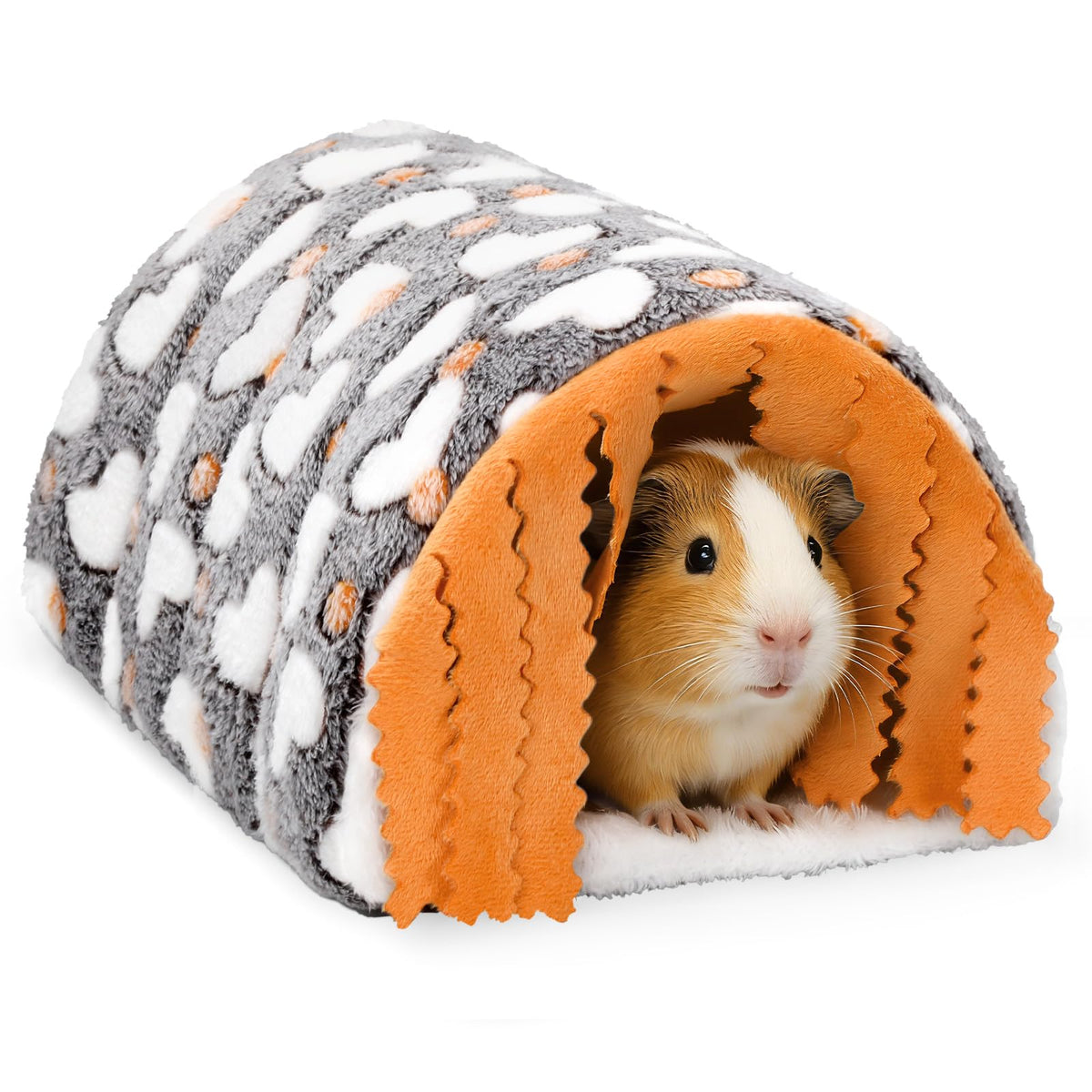 Jūrascūciņas tunelis ar aizkariņiem, mīksta flīsa slēptuve trušiem, kāmjiem un maziem dzīvniekiem