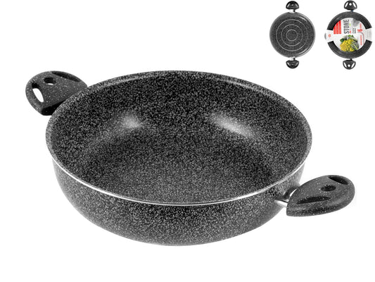 Home Stone panna ar pretpiedeguma pārklājumu, 2 rokturi, akmens, antracīta, 24 cm, ideāla cepšanai un sautēšanai.