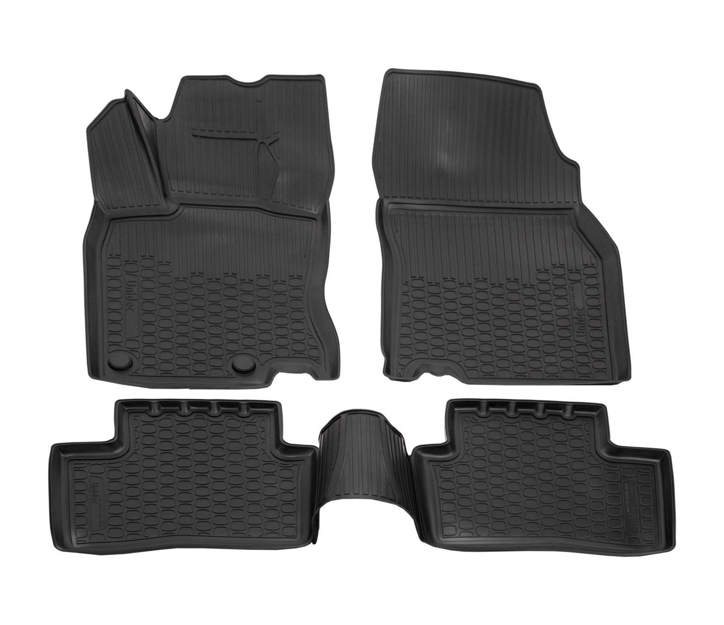 J&J AUTOMOTIVE | 3D gumijas paklāji automašīnām, kas saderīgi ar Kadjar no 2015. gada, mala apmēram 4 cm, visu laiku, 4 daļas, augstākās kvalitātes