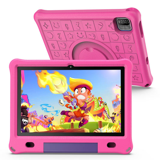 PRITOM Android 12 planšetdators bērniem, 10 collu IPS HD liels ekrāns, 3GB+64GB, iepriekš instalēta bērnu programmatūra IWAWa, kontrolējošas mācību spēles izglītības lietotnes, WiFi planšetdators ar bērnu drošu apvalku