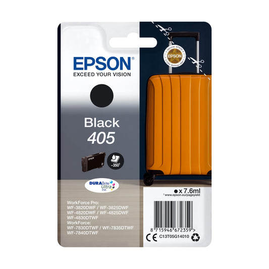 Epson 405 Black Ink Cartridge - DURABrite Ultra Ink, compatible with WF-3820DWF, WF-4820DWF, and more.