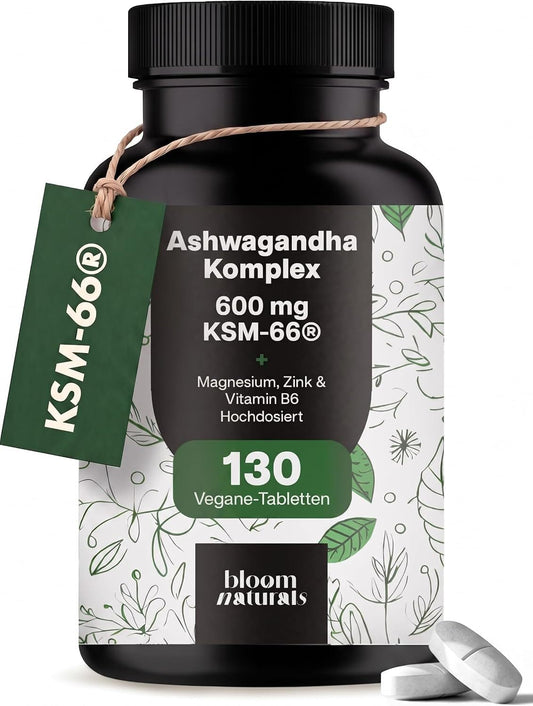 Ašvagandas kapsulas KSM-66, augsta koncentrācija, 130 tabletes, 600 mg dienas devā