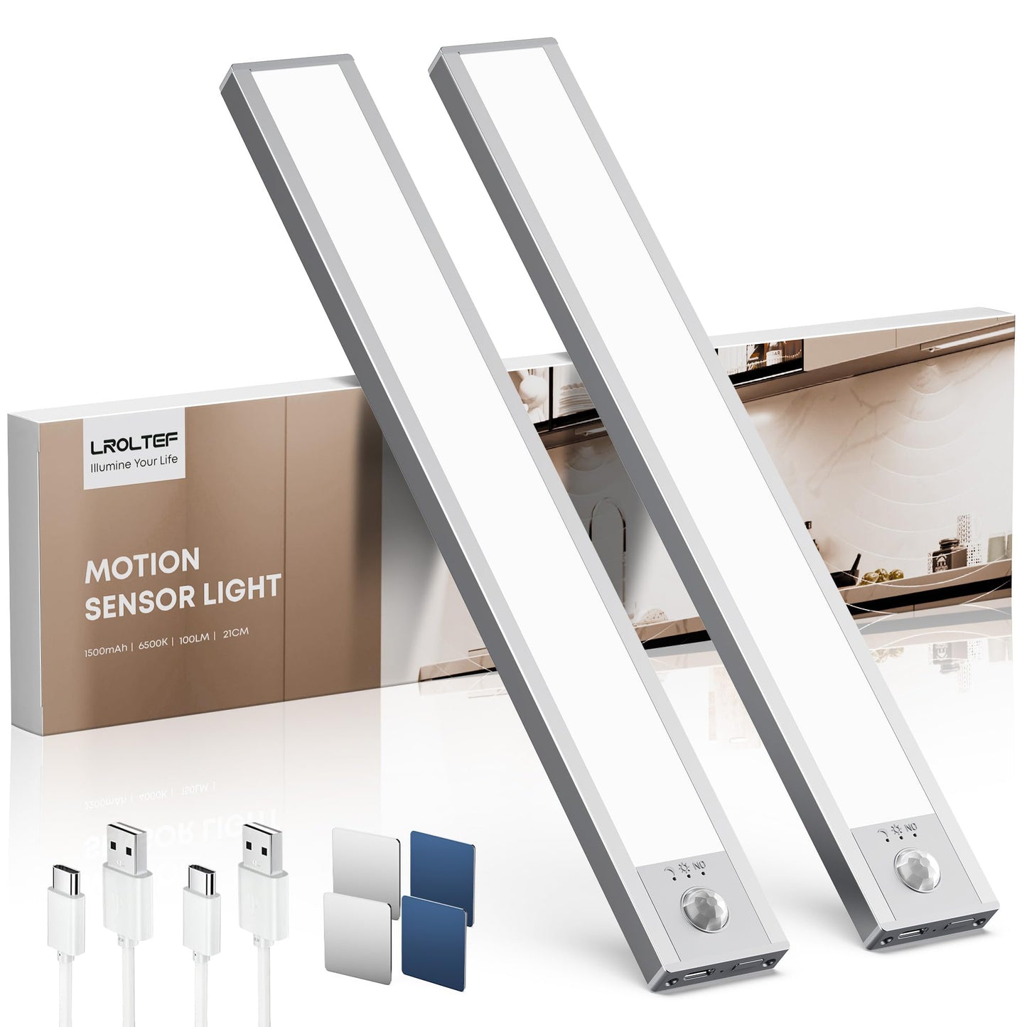LED skapja lampa LROLTEF virtuvei ar kustības sensoru, 21cm, 6500K